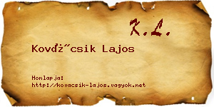 Kovácsik Lajos névjegykártya